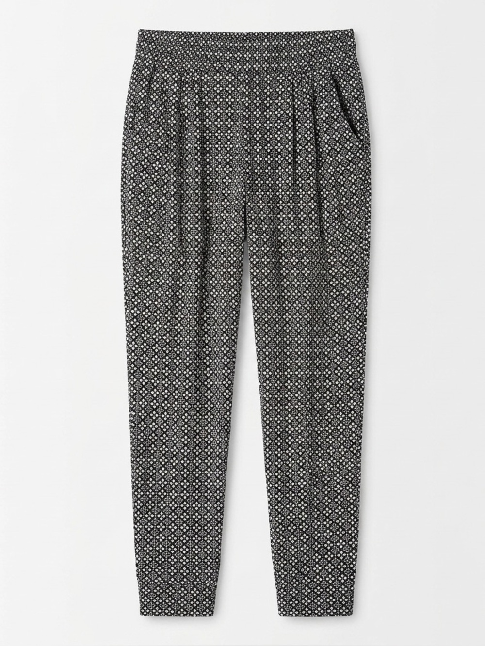 Elisa Immagine Black and White 100% Cotton Floral Print Lightweight Pants - Picture 1 of 5